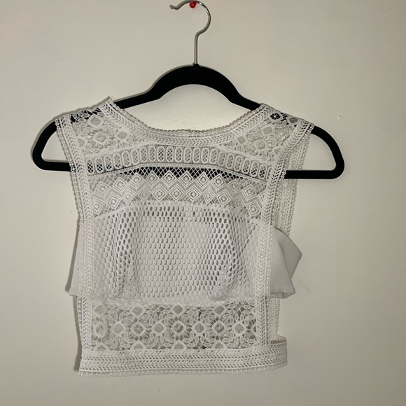 bebe Tops - Bebe White Lace appliqué Crop Top Bandeau